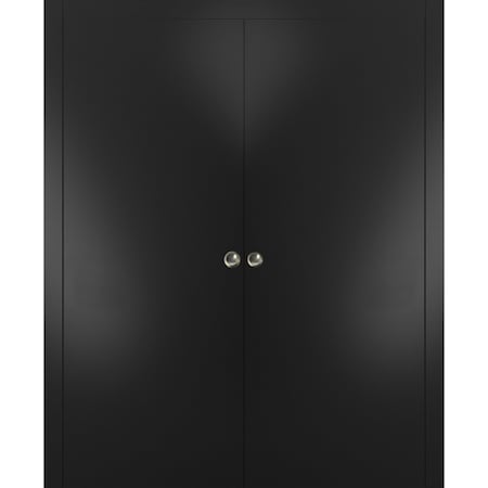 Sartodoors Sliding Double Pocket 72x96" Frames Planum 0010 Black Matte Kit Trims Rail HardwareBathroom Closet PLANUM10DP-BLK-7296